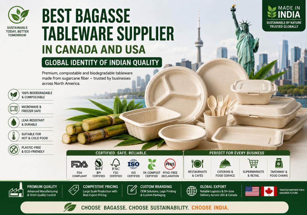Best Bagasse Tableware Supplier in Canada and USA – Global Identity of Indian Quality
